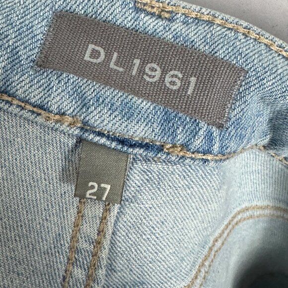 DL1961 Patti Straight High Rise Vintage Jeans Patchwork Power Blue Mixed Size 27 - Picture 2 of 16